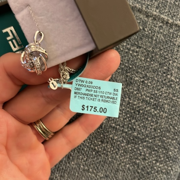 Sterling Silver Diamond Necklace - Picture 3 of 3